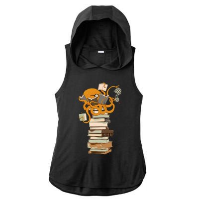 Reading Octopus Tea Coffee And Books Gift Ladies PosiCharge Tri-Blend Wicking Draft Hoodie Tank