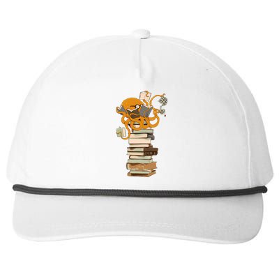 Reading Octopus Tea Coffee And Books Gift Snapback Five-Panel Rope Hat