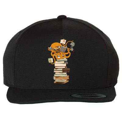 Reading Octopus Tea Coffee And Books Gift Wool Snapback Cap