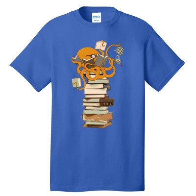 Reading Octopus Tea Coffee And Books Gift Tall T-Shirt