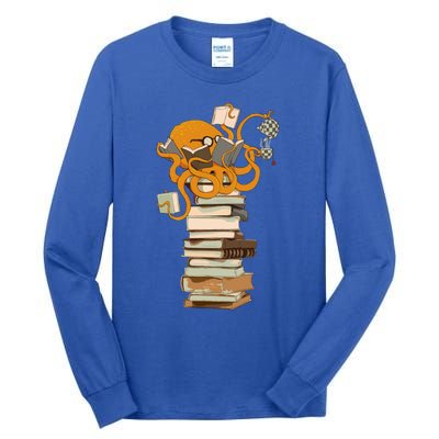 Reading Octopus Tea Coffee And Books Gift Tall Long Sleeve T-Shirt