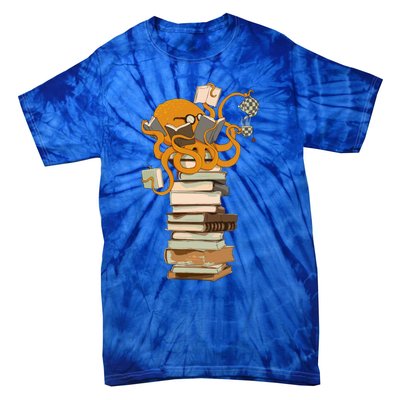 Reading Octopus Tea Coffee And Books Gift Tie-Dye T-Shirt