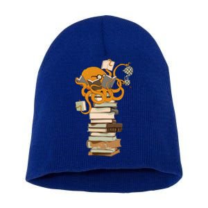 Reading Octopus Tea Coffee And Books Gift Short Acrylic Beanie