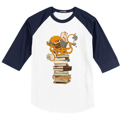 Reading Octopus Tea Coffee And Books Gift Baseball Sleeve Shirt