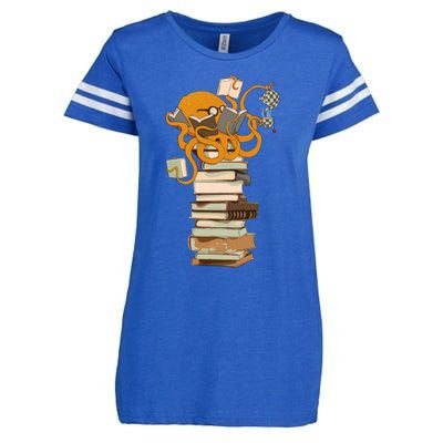 Reading Octopus Tea Coffee And Books Gift Enza Ladies Jersey Football T-Shirt