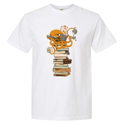 Reading Octopus Tea Coffee And Books Gift Garment-Dyed Heavyweight T-Shirt