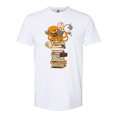 Reading Octopus Tea Coffee And Books Gift Softstyle CVC T-Shirt