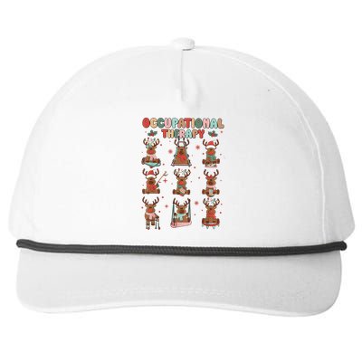 Retro Occupational Therapy Christmas Reindeers Ot Ota Snapback Five-Panel Rope Hat