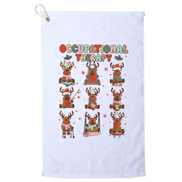 Retro Occupational Therapy Christmas Reindeers Ot Ota Platinum Collection Golf Towel