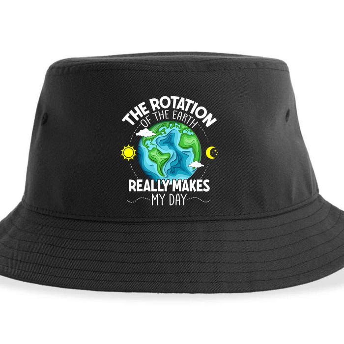 Rotation Of The Earth Makes My Day Funny Science Sustainable Bucket Hat