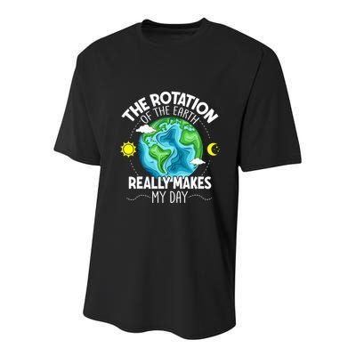 Rotation Of The Earth Makes My Day Funny Science Youth Performance Sprint T-Shirt
