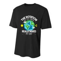 Rotation Of The Earth Makes My Day Funny Science Youth Performance Sprint T-Shirt