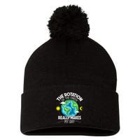 Rotation Of The Earth Makes My Day Funny Science Pom Pom 12in Knit Beanie