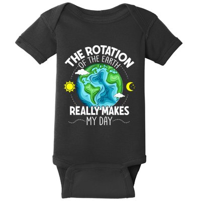 Rotation Of The Earth Makes My Day Funny Science Baby Bodysuit
