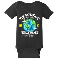 Rotation Of The Earth Makes My Day Funny Science Baby Bodysuit