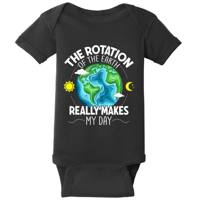 Rotation Of The Earth Makes My Day Funny Science Baby Bodysuit