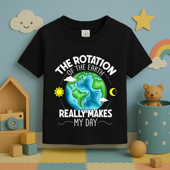 Rotation Of The Earth Makes My Day Funny Science Toddler T-Shirt
