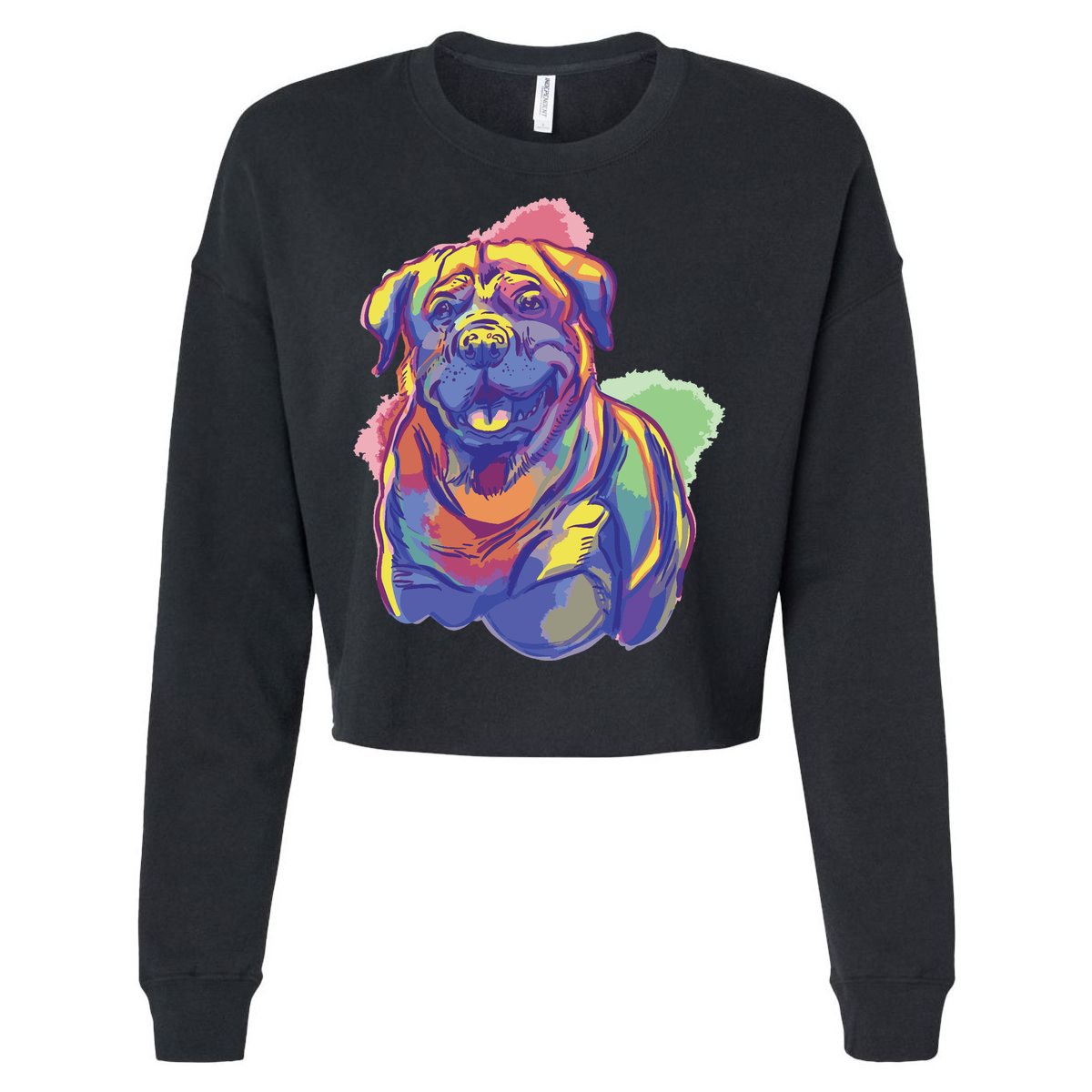 Rottweiler Colorful Dog Cropped Pullover Crew