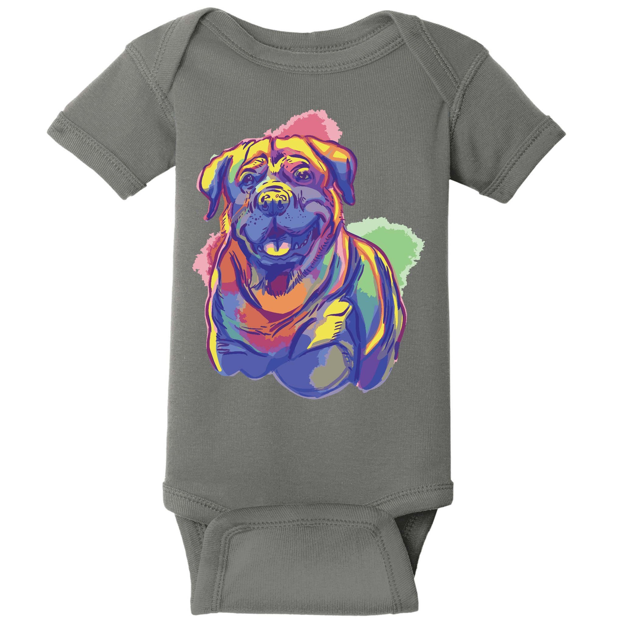Rottweiler Colorful Dog Baby Bodysuit