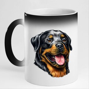 Rottweiler Face 11oz Black Color Changing Mug