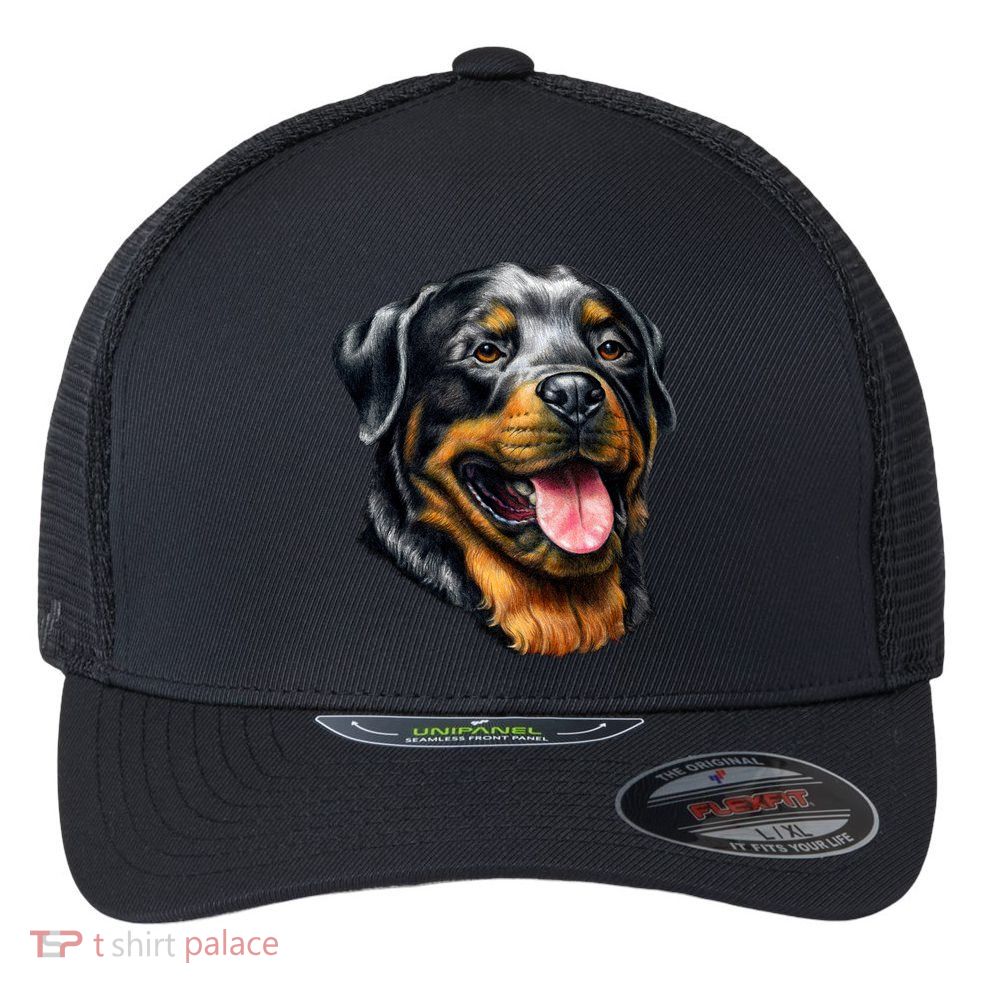 Rottweiler Face Flexfit Unipanel Trucker Cap