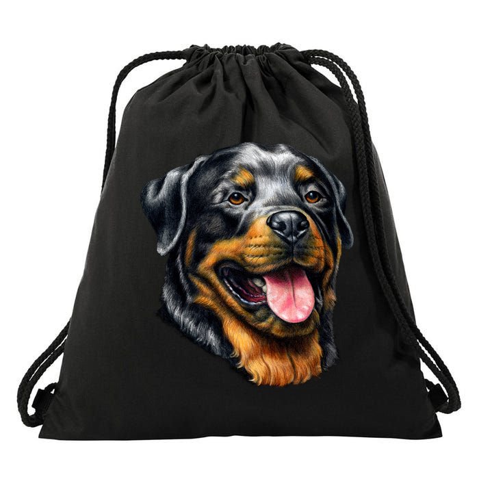 Rottweiler Face Drawstring Bag