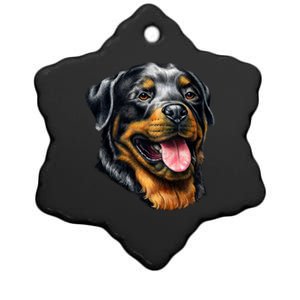 Rottweiler Face Ceramic Star Ornament