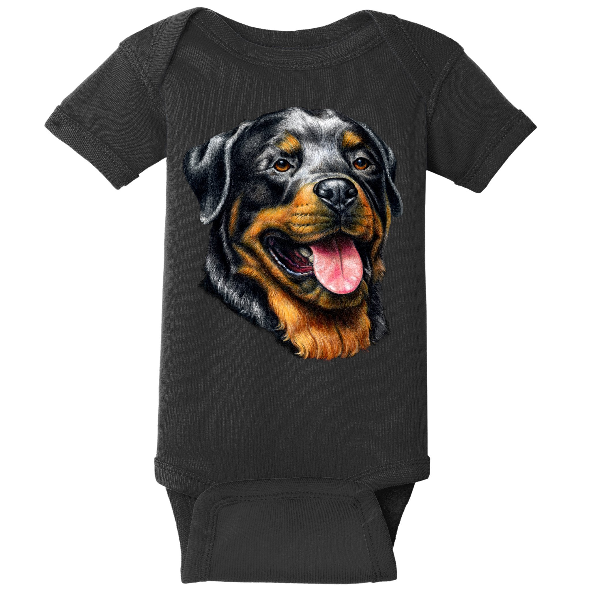 Rottweiler Face Baby Bodysuit