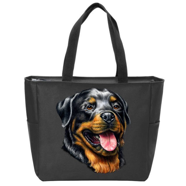 Rottweiler Face Zip Tote Bag