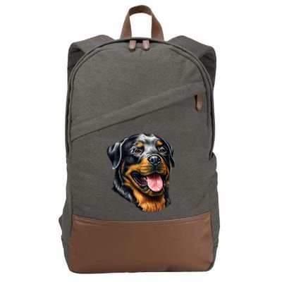 Rottweiler Face Cotton Canvas Backpack