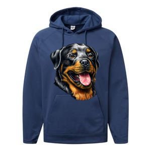 Rottweiler Face Performance Fleece Hoodie