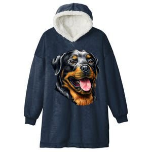 Rottweiler Face Hooded Wearable Blanket