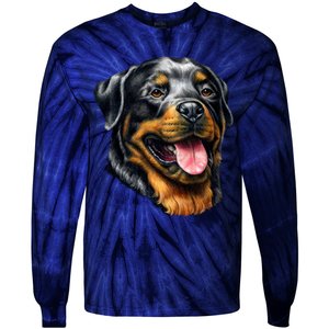 Rottweiler Face Tie-Dye Long Sleeve Shirt