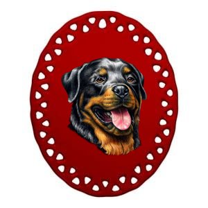 Rottweiler Face Ceramic Oval Ornament