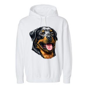 Rottweiler Face Garment-Dyed Fleece Hoodie