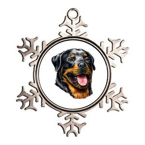 Rottweiler Face Metallic Star Ornament