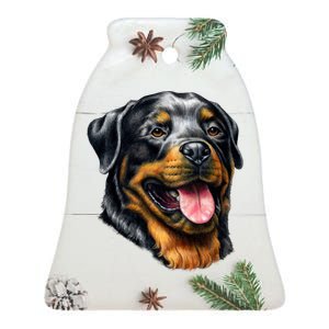 Rottweiler Face Ceramic Bell Ornament