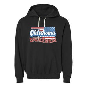 Retro Oklahoma Usa Flag Oklahoma Concert Garment-Dyed Fleece Hoodie