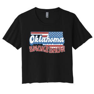 Retro Oklahoma Usa Flag Oklahoma Concert Women's Crop Top Tee