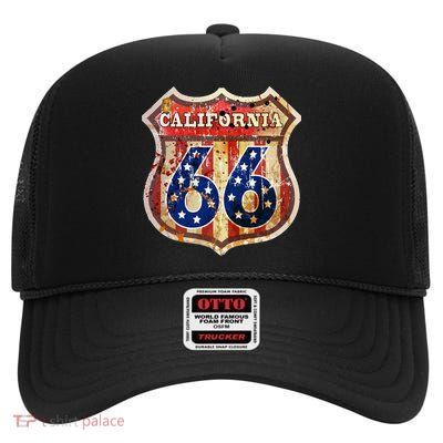 Route 66 California High Crown Mesh Back Trucker Hat