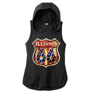 Route 66 Illinois Ladies PosiCharge Tri-Blend Wicking Draft Hoodie Tank