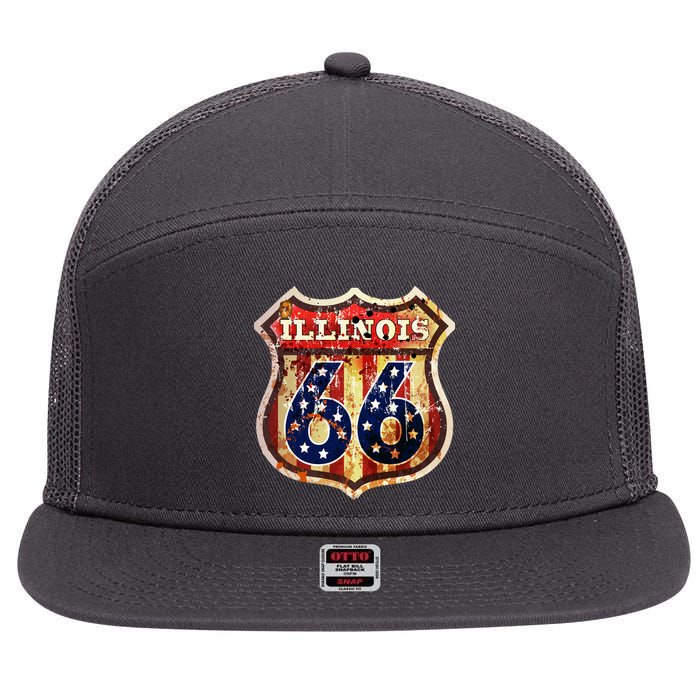 Route 66 Illinois 7 Panel Mesh Trucker Snapback Hat