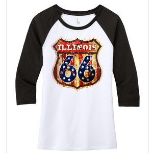 Route 66 Illinois Women's Tri-Blend 3/4-Sleeve Raglan Shirt