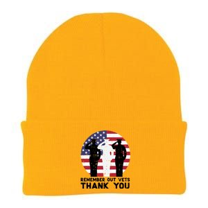 Remember Our Vets Thank You Salute Flag Memorial Day Patriot Cool Gift Knit Cap Winter Beanie