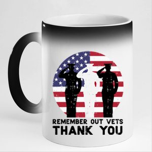 Remember Our Vets Thank You Salute Flag Memorial Day Patriot Cool Gift 11oz Black Color Changing Mug