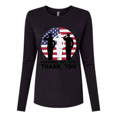 Remember Our Vets Thank You Salute Flag Memorial Day Patriot Cool Gift Womens Cotton Relaxed Long Sleeve T-Shirt