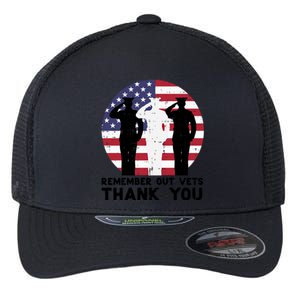 Remember Our Vets Thank You Salute Flag Memorial Day Patriot Cool Gift Flexfit Unipanel Trucker Cap