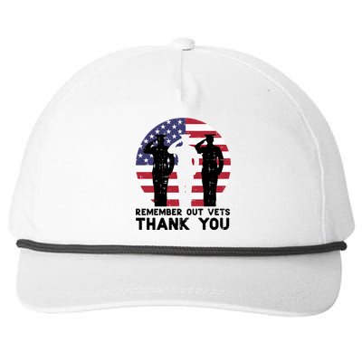 Remember Our Vets Thank You Salute Flag Memorial Day Patriot Cool Gift Snapback Five-Panel Rope Hat