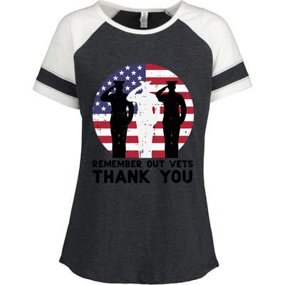 Remember Our Vets Thank You Salute Flag Memorial Day Patriot Cool Gift Enza Ladies Jersey Colorblock Tee