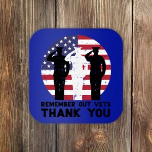 Remember Our Vets Thank You Salute Flag Memorial Day Patriot Cool Gift Coaster